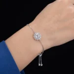 Radiant Sunflower Moissanite Charm Bracelet 925 Silver - Image 4