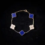 Lapis Lazuli Moissanite Clover Bracelet 925 Silver - Image 2
