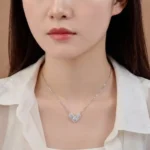 Luxury V Heart Moissanite Pendant Necklace 925 Silver - Image 5