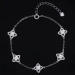 Versatile Floral Moissanite Charm Bracelet 925 Silver