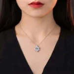 Luxury Christmas Snowflake Moissanite Pendant Necklace 925 Silver - Image 5