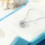 Luxury Sparkling Snowflake Moissanite Pendant Necklace 925 Silver - Image 4