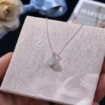 Luxury Oval Moissanite Floral Halo Drop Pendant Necklace 925 Silver