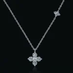Luxury Clover Charm Moissanite Clavicle Necklace 925 Silver