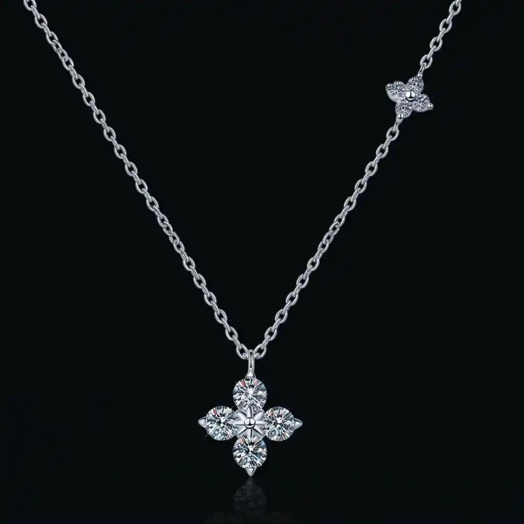 81c9427b-f5a9-4905-91d0-1bb0ae420ad8 Luxury Clover Charm Moissanite Clavicle Necklace 925 Silver - Image 1
