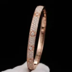Wide Full Pave Moissanite Screw Bangle 925 Silver - Image 3
