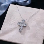 Luxury Classic Cross Moissanite Pendant Necklace 925 Silver - Image 2