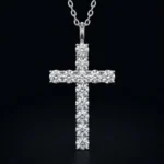 Luxury Vintage Classic Cross Moissanite Pendant Necklace 925 Silver - Image 2