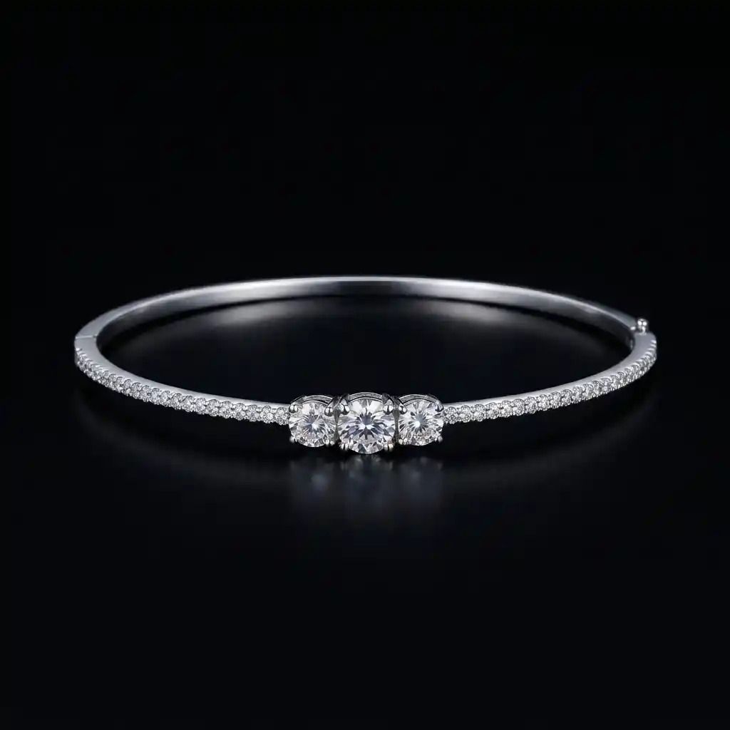 8ba48f50-a4e1-4217-973c-c4860c7f6f2e Graduated Multi-Stone Moissanite Bangle 925 Silver - Image 1