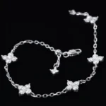 Five Blossom Star Moissanite Charm Bracelet Rose Gold - Image 2