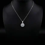 Luxury French Rose Camellia Moissanite Pendant Necklace 925 Silver