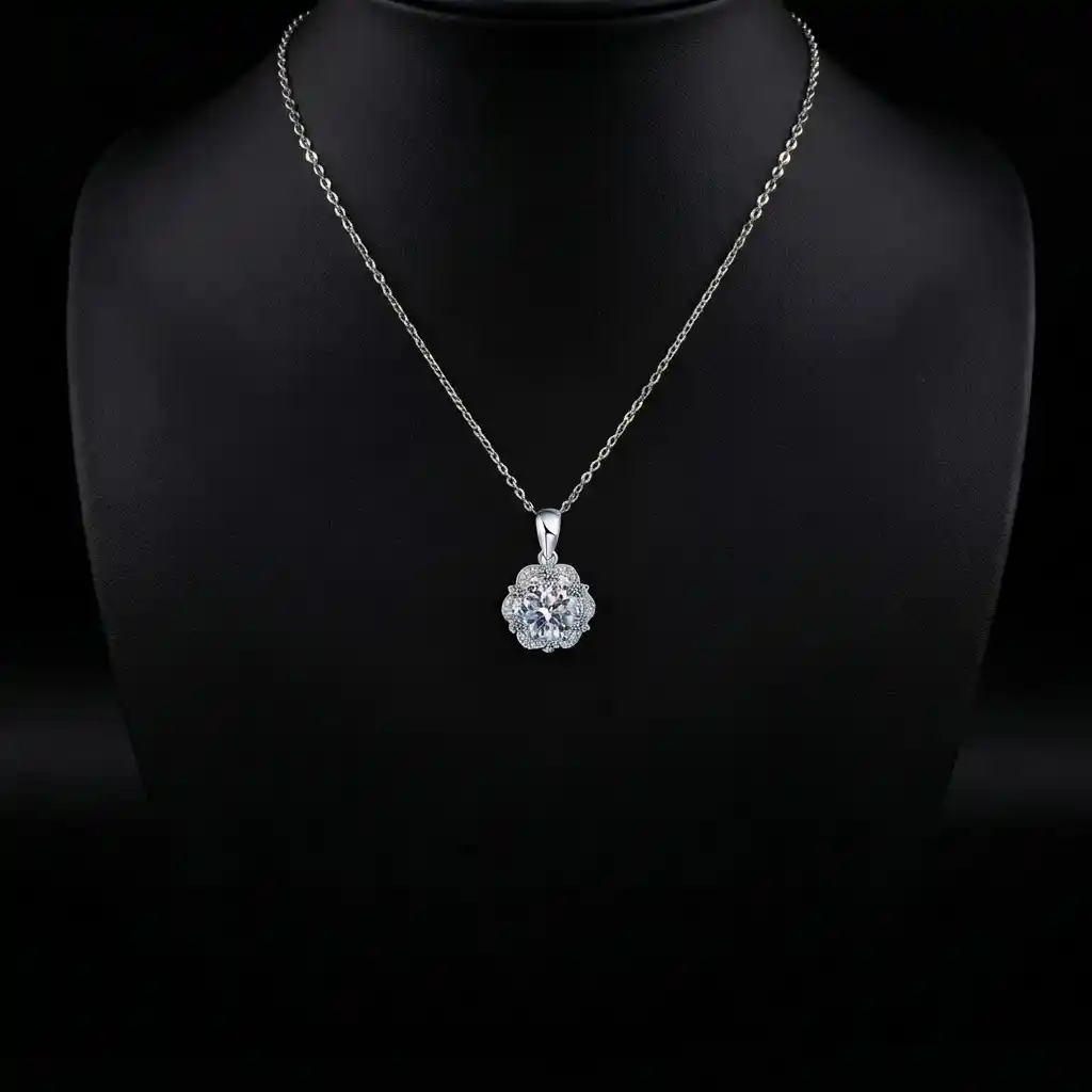 92e433b9-cefe-40c1-9832-49ea7161226e Luxury French Rose Camellia Moissanite Pendant Necklace 925 Silver - Image 1