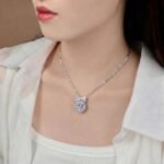 Luxury Bow Knot Princess Moissanite Pendant Necklace 925 Silver - Image 5