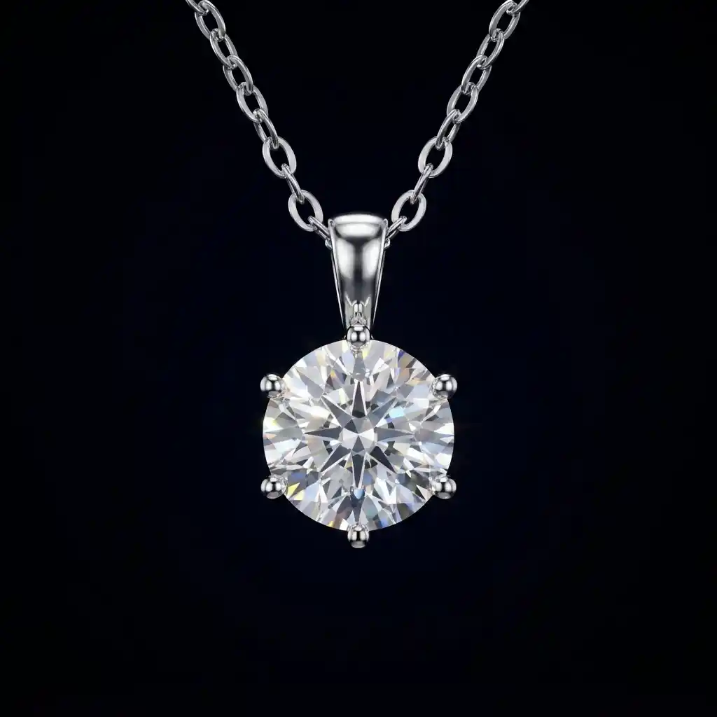 95aa6e3f-5867-4346-8c88-1e3b9e677ff5 Luxury Classic Six-Prong Solitaire Moissanite Pendant Necklace 925 Silver - Image 1