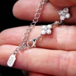 Pave Floral Moissanite Charm Bracelet 925 Silver - Image 3