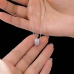 Luxury Sparkling Cylinder Moissanite Charm Pendant Necklace 925 Silver - Image 4