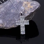 Luxury Classic Cross Moissanite Pendant Necklace 925 Silver - Image 3