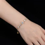 Five Stone Moissanite Station Bracelet 925 Silver - Image 5