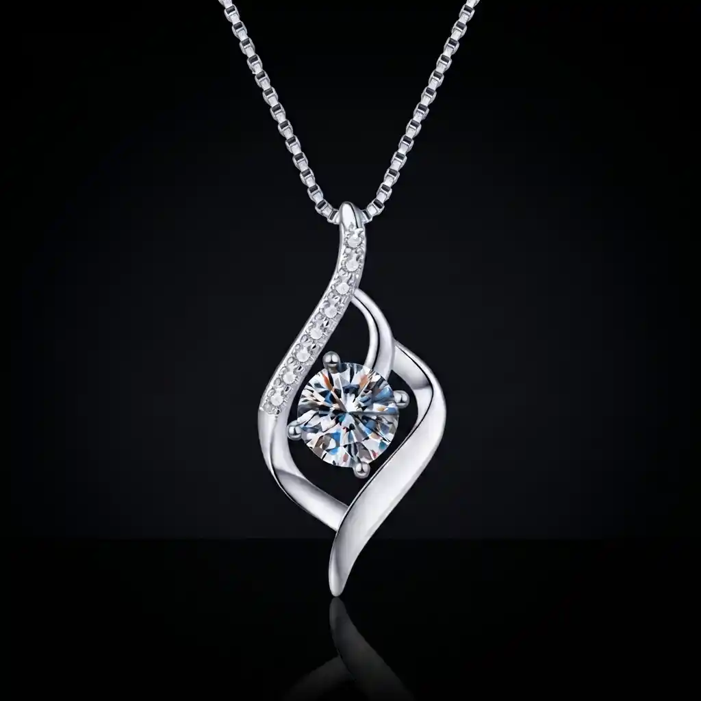 9af78cd1-0cf0-4219-9c7c-e7323c90c399 Luxury Endless Love Twist Moissanite Pendant Necklace 925 Silver - Image 1