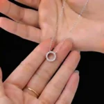Luxury Shimmering Circle Moissanite Pendant Necklace 925 Silver - Image 4