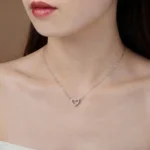 Luxury Open Heart Paved Moissanite Pendant Necklace 925 Silver - Image 6