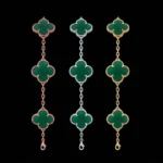 Green Agate Clover Bracelet 925 Silver
