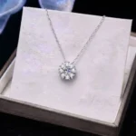 Luxury Sparkling Snowflake Moissanite Pendant Necklace 925 Silver - Image 3