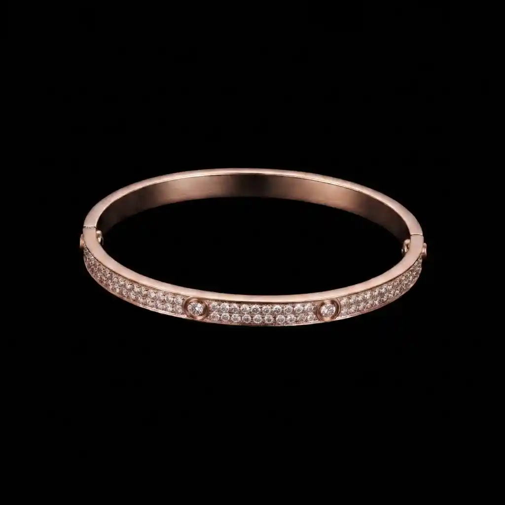 9f268215-b895-4555-9aba-fbdd61da99f0 Slim Full Pave Moissanite Screw Bangle 925 Silver - Image 1