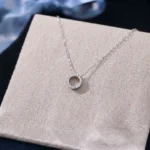 Luxury Shimmering Circle Moissanite Pendant Necklace 925 Silver - Image 3
