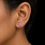 Colored Moissanite Stud Earrings – Round Cut 4-Prong Screw Back 925 Silver1