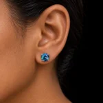 Colored Moissanite Stud Earrings – Round Cut 4-Prong Screw Back 925 Silver2