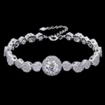Radiant Halo Moissanite Charm Bracelet 925 Silver