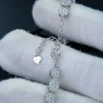 Radiant Halo Moissanite Charm Bracelet 925 Silver - Image 3