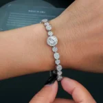 Radiant Halo Moissanite Charm Bracelet 925 Silver - Image 4