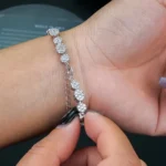 Radiant Halo Moissanite Charm Bracelet 925 Silver - Image 5