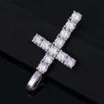 Round Cut Moissanite Cross Pendant