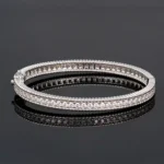 Milgrain Moissanite Bangle Bracelet 925 Silver