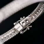 Milgrain Moissanite Bangle Bracelet 925 Silver - Image 4