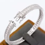 Milgrain Moissanite Bangle Bracelet 925 Silver - Image 5