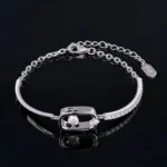 Dancing Stone Moissanite Bangle Bracelet 925 Silver - Image 2