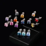 Colored Moissanite Stud Earrings – Round Cut 4-Prong Screw Back 925 Silver5