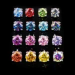 Colored Moissanite Stud Earrings – Round Cut 4-Prong Screw Back 925 Silver4