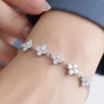 Five Blossom Star Moissanite Charm Bracelet Rose Gold - Image 6