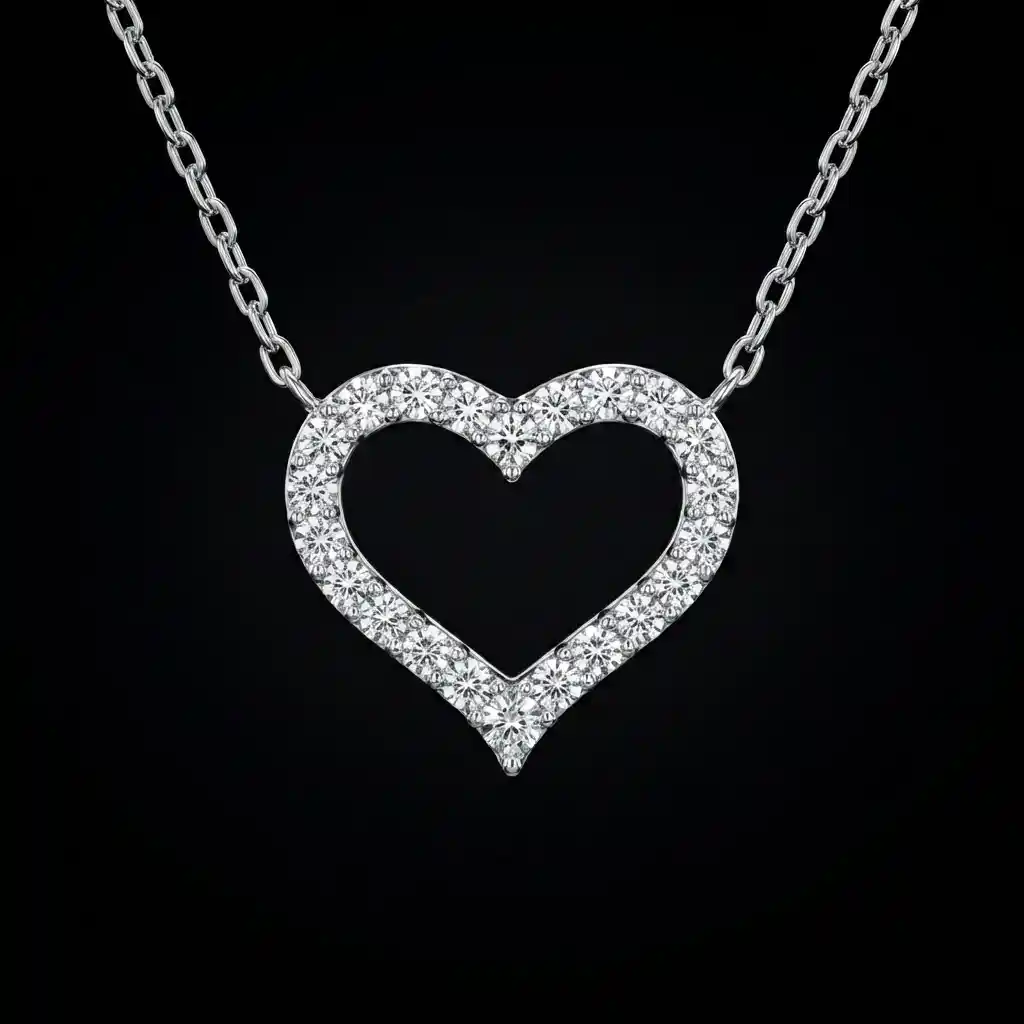 a3d482cc-fe95-4b23-82a3-4abca3995aea Luxury Open Heart Paved Moissanite Pendant Necklace 925 Silver - Image 1