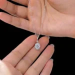 Luxury Oval Moissanite Floral Halo Drop Pendant Necklace 925 Silver - Image 4