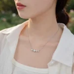 Luxury Four Stone Smile Bar Moissanite Necklace 925 Silver - Image 4