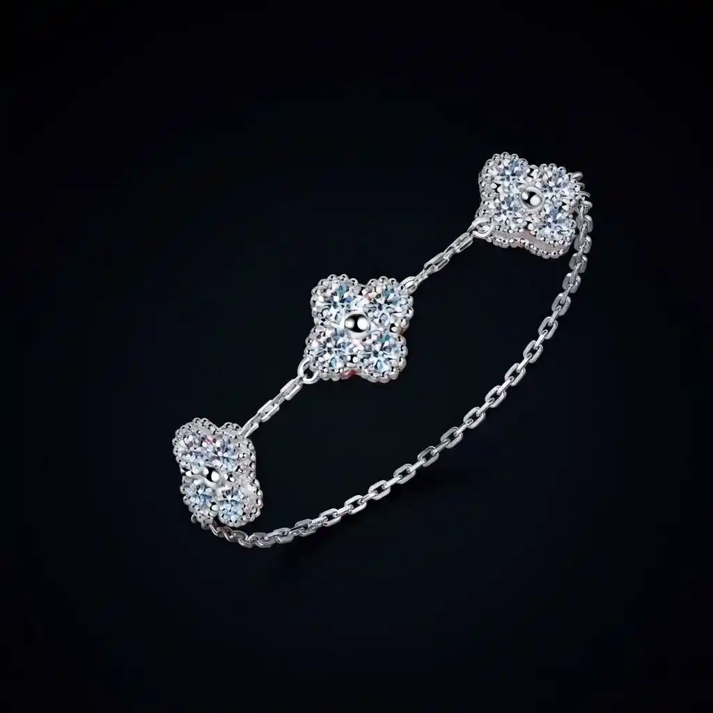 a90a6fca-470d-4970-9a46-5894ba7883ca Falling Star Moissanite Charm Bracelet 925 Silver - Image 1