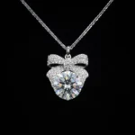 Luxury Paved Bow Moissanite Pendant Necklace 925 Silver
