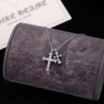 Luxury Double Cross Moissanite Charm Pendant Necklace 925 Silver - Image 2