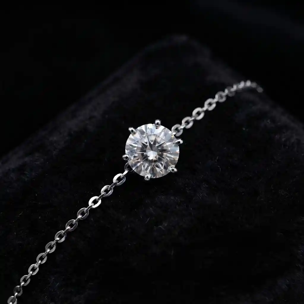 ac9ba8d8-623e-4dbf-becf-322a612148b7 Classic Six Prong Moissanite Charm Bracelet 925 Silver - Image 1